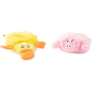 ZippyPaws Skinny Peltz No Stuffing Squeaky Plush Dog Toy Set Duck and Pig 2-Pack